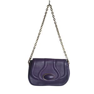 Helen Kaminski Australia Leather Flap Chain Link Shoulder Bag Purple Vintage